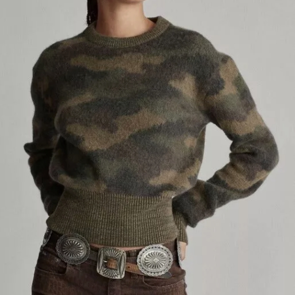 NWT Polo Ralph Lauren Camo Soft Alpaca Wool Sweater $398